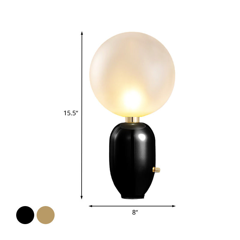 Capsule Table Lighting Modern Metallic 1 Light Living Room LED Desk Lamp in Black/Gold with Orb White Glass Shade