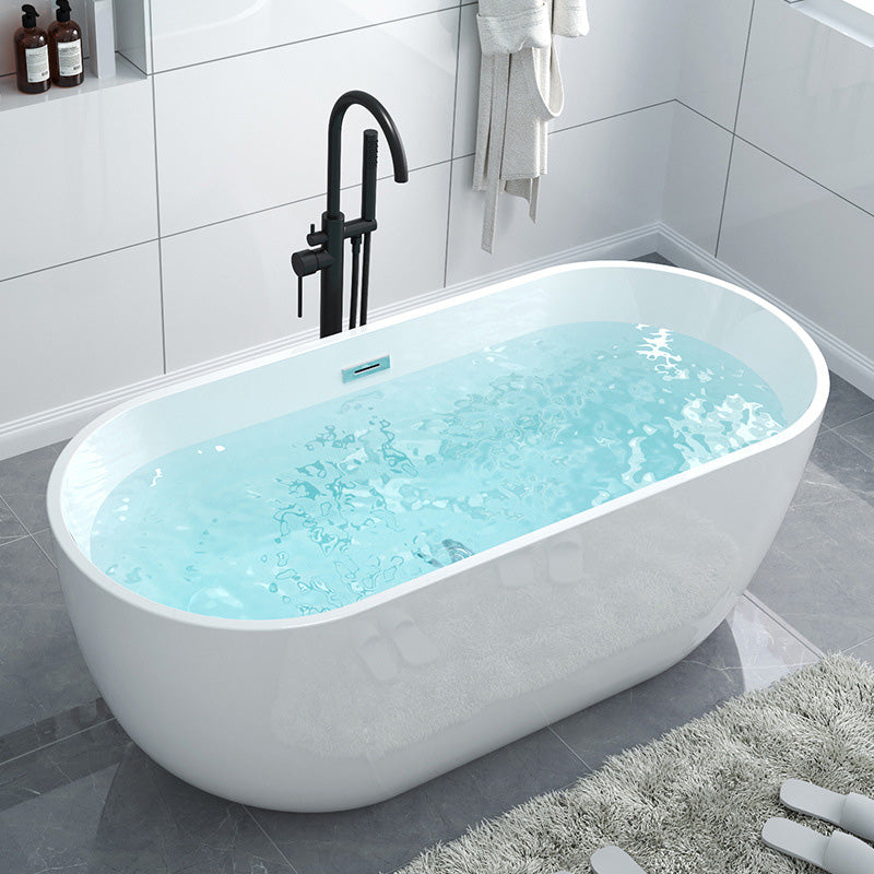 Modern Oval Stand Alone Bathtub Acrylic White Soaking Back to Wall Bath