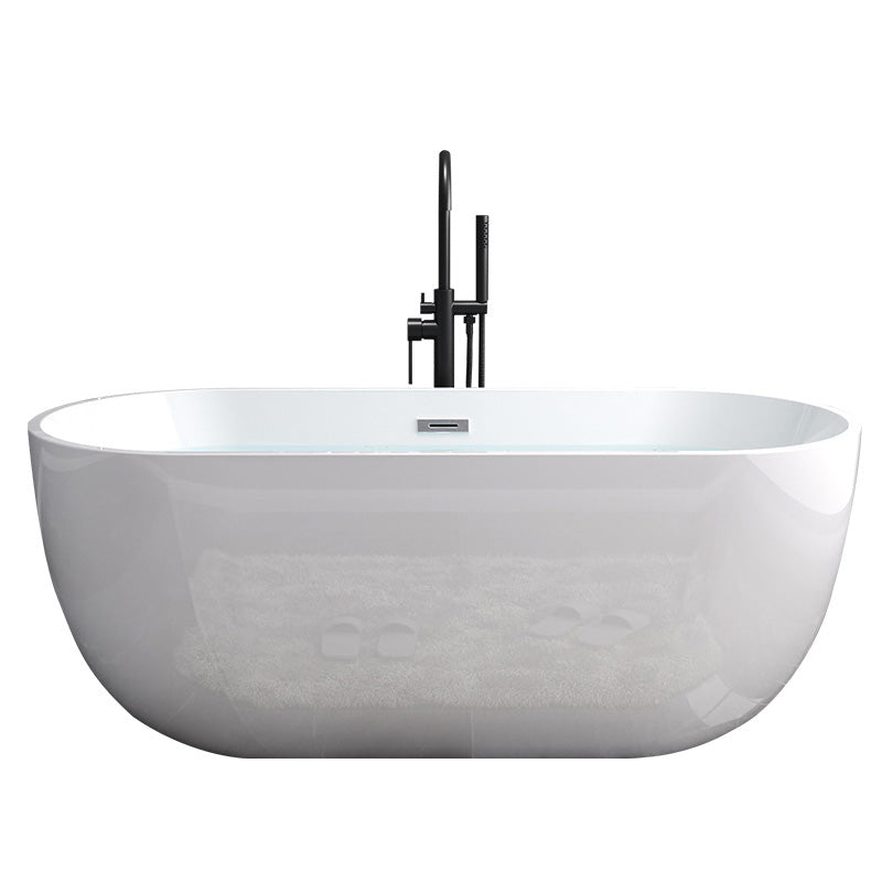 Modern Oval Stand Alone Bathtub Acrylic White Soaking Back to Wall Bath