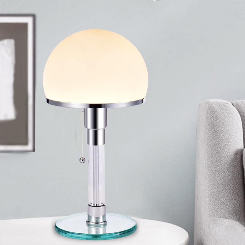 White Glass Mushroom Table Lamp Modernist 1 Head Chrome Finish Desk Light for Bedside