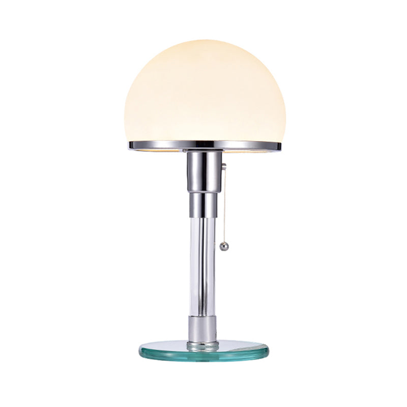 White Glass Mushroom Table Lamp Modernist 1 Head Chrome Finish Desk Light for Bedside