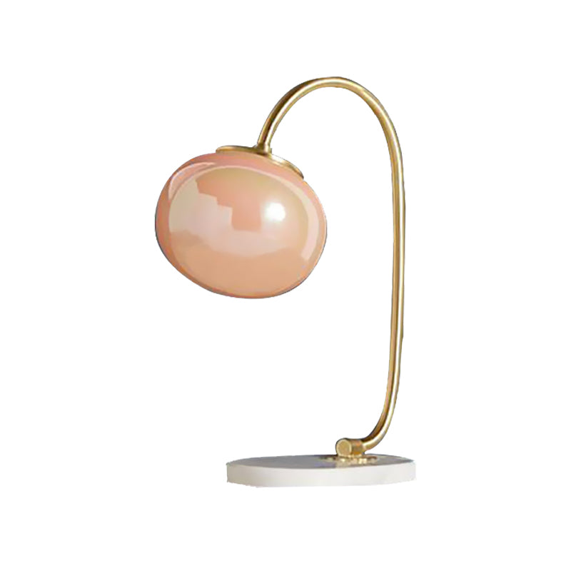 Global Study Room Reading Book Light Pink Glass LED Postmodern Table Lamp with Marble Base