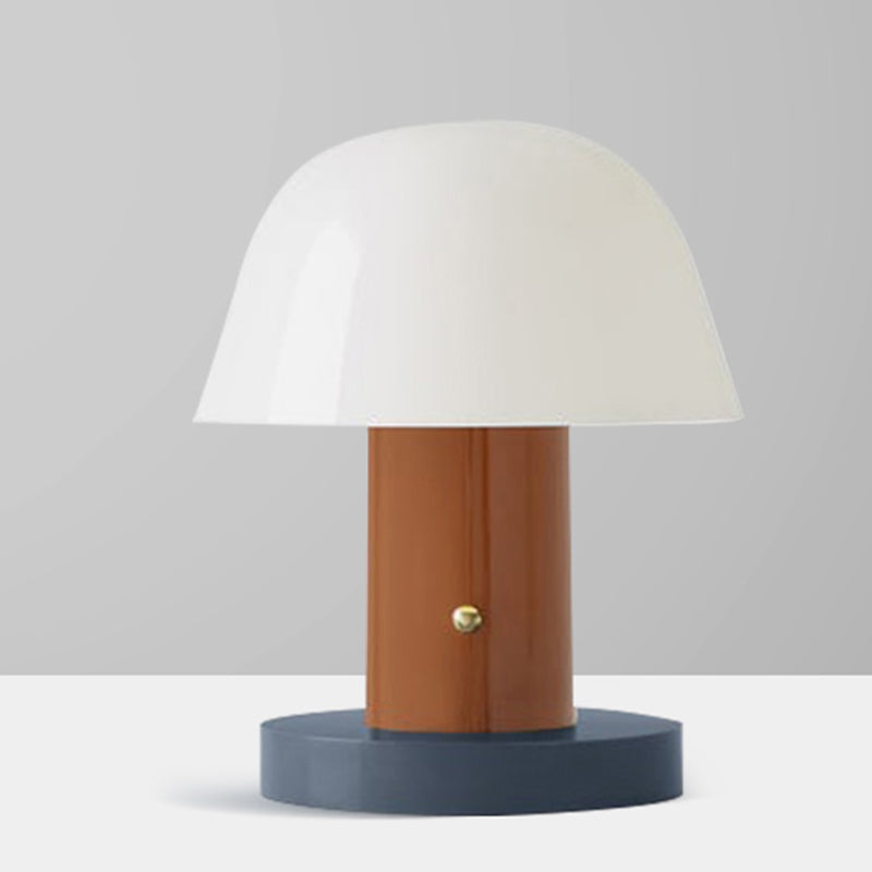 Metal Mushroom Desk Lighting Contemporary LED Night Table Lamp in White and Blue/Brown and Blue for Living Room