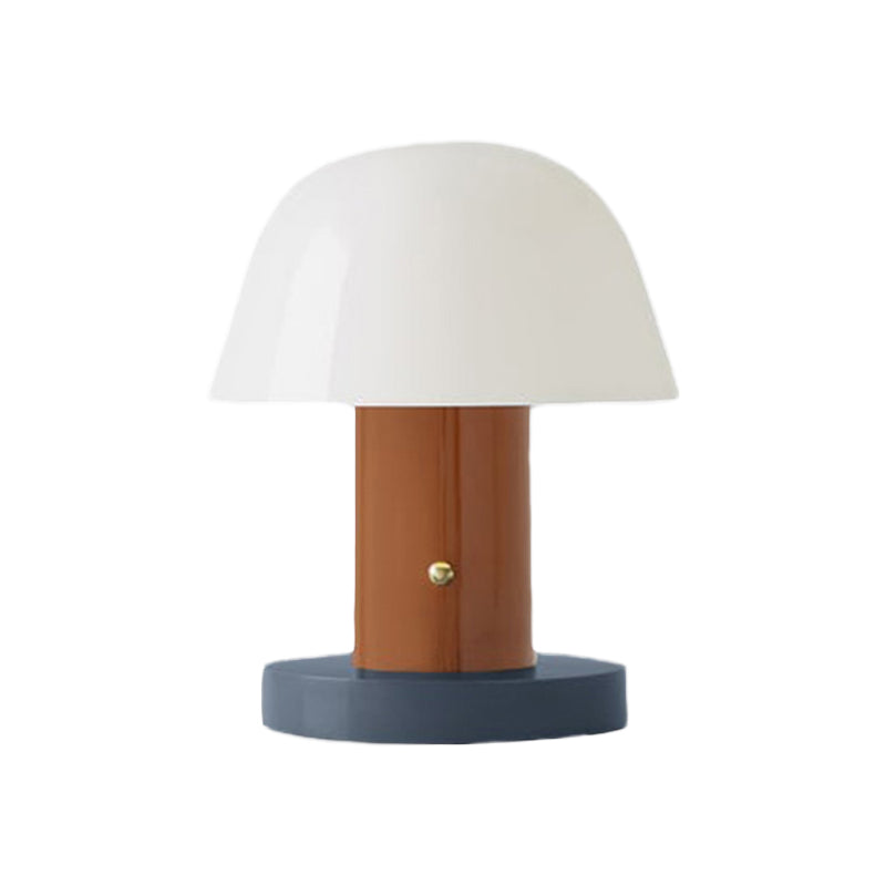 Metal Mushroom Desk Lighting Contemporary LED Night Table Lamp in White and Blue/Brown and Blue for Living Room