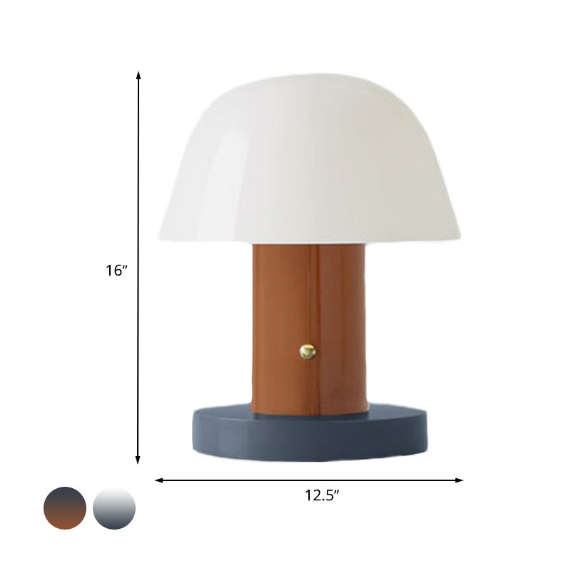 Metal Mushroom Desk Lighting Contemporary LED Night Table Lamp in White and Blue/Brown and Blue for Living Room