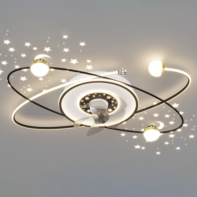 Contemporary White/Golden/Black Ceiling Fan Lamp LED Unique Ceiling Fan Light for Bedroom