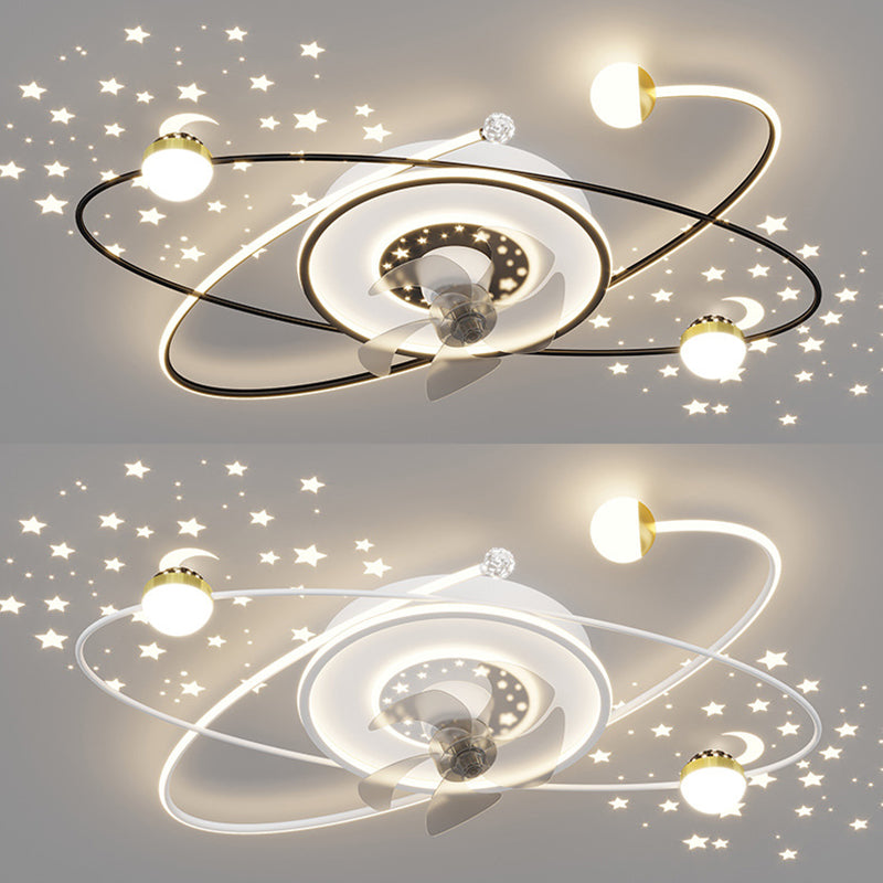 Contemporary White/Golden/Black Ceiling Fan Lamp LED Unique Ceiling Fan Light for Bedroom