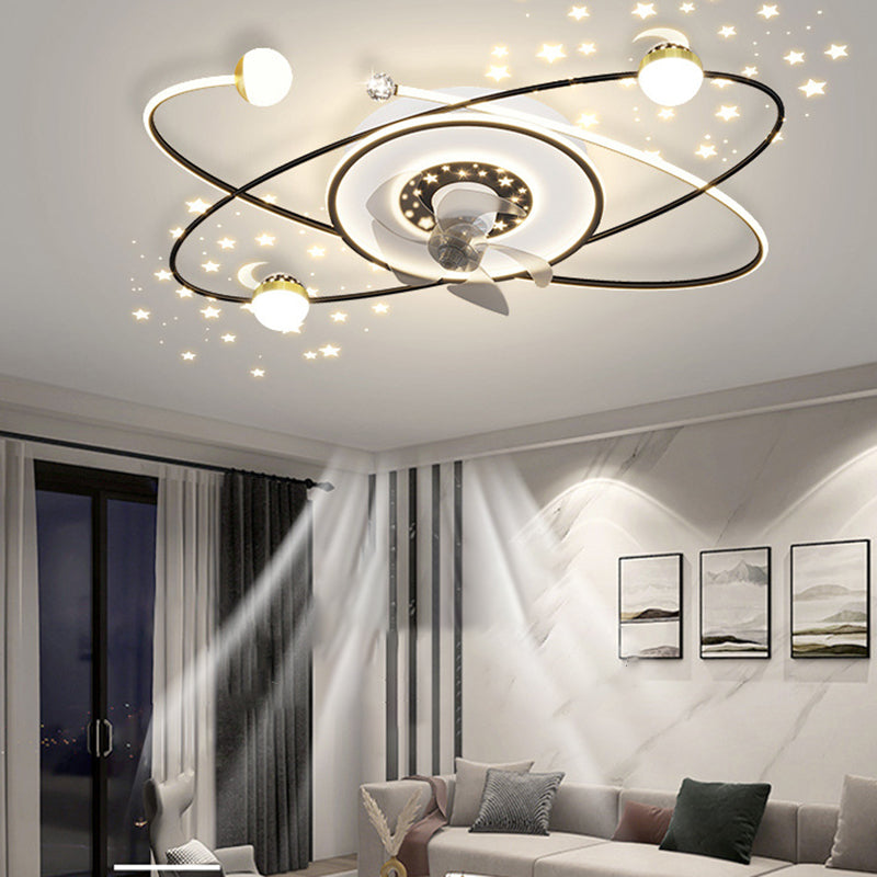 Contemporary White/Golden/Black Ceiling Fan Lamp LED Unique Ceiling Fan Light for Bedroom