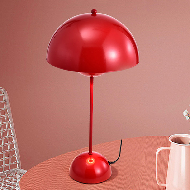 1-Light Study Room Reading Light Macaroon White/Black/Red Finish Table Lamp with Dome Metal Shade