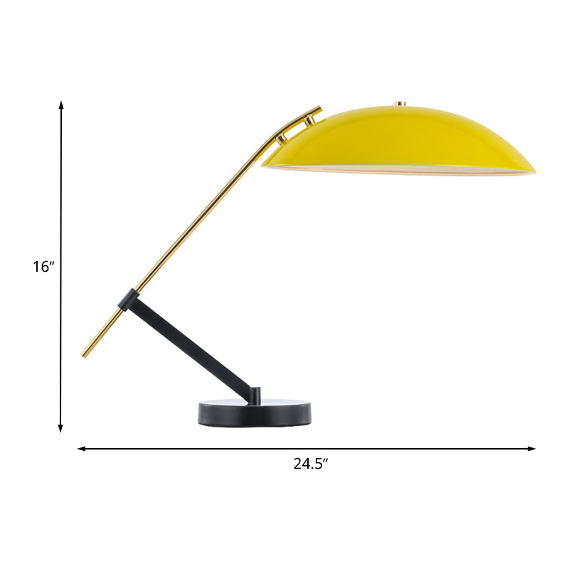 Yellow Finish Flat Dome Table Light Macaron 1 Light Metallic Reading Book Lamp with Adjustable Arm