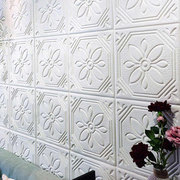 Modern Wall Panel Floral 3D Print Peel and Stick Waterproof Wall Panels