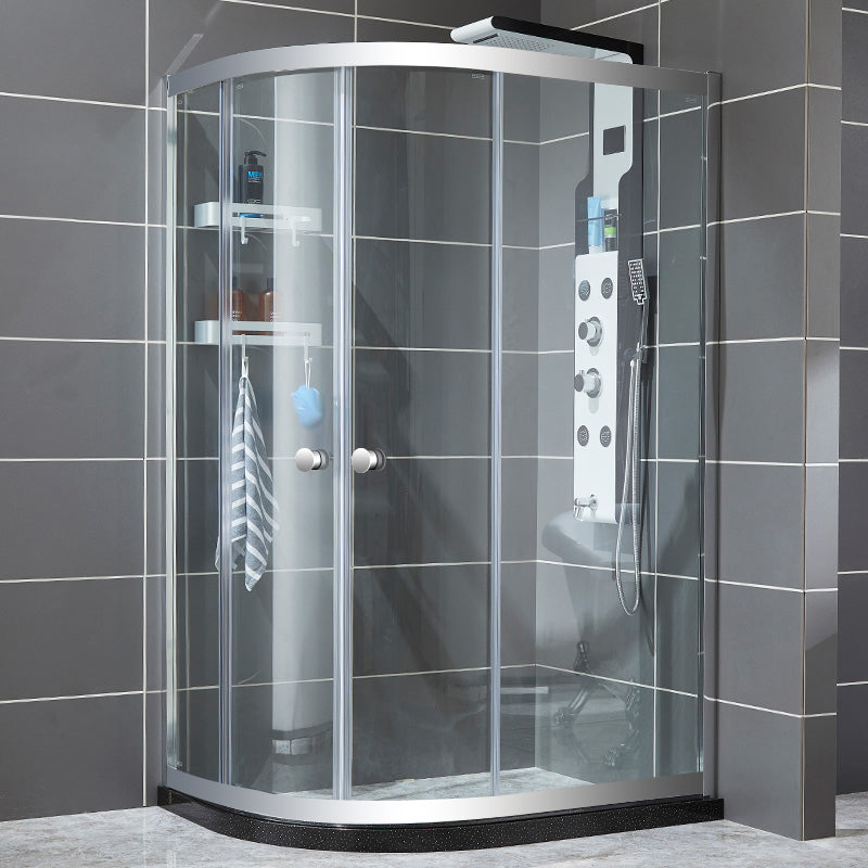 75" H Transparent Tempered Shower Door Framed Double Sliding Shower Bath Door