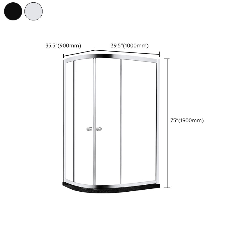 75" H Transparent Tempered Shower Door Framed Double Sliding Shower Bath Door