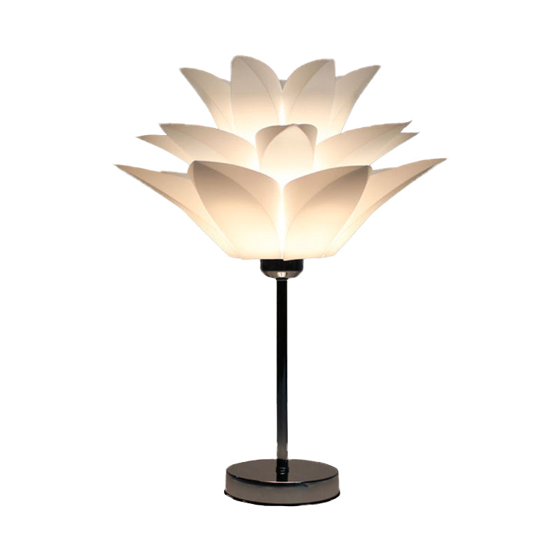 1 Light Bedroom Nightstand Light Contemporary White Table Lamp with Flower Acrylic Shade