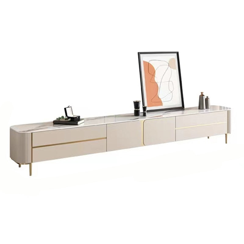 Glam Media Console Stone Media Console TV Stand with Drawers