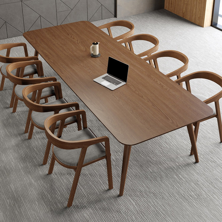 Rectangular Shaped Office Table 4 Legs Conference Table in Brown