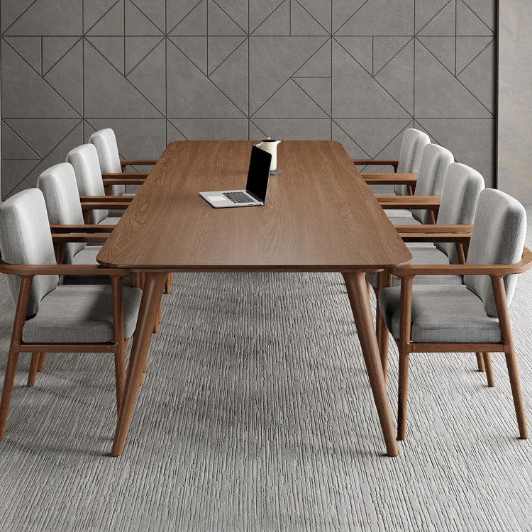 Rectangular Shaped Office Table 4 Legs Conference Table in Brown