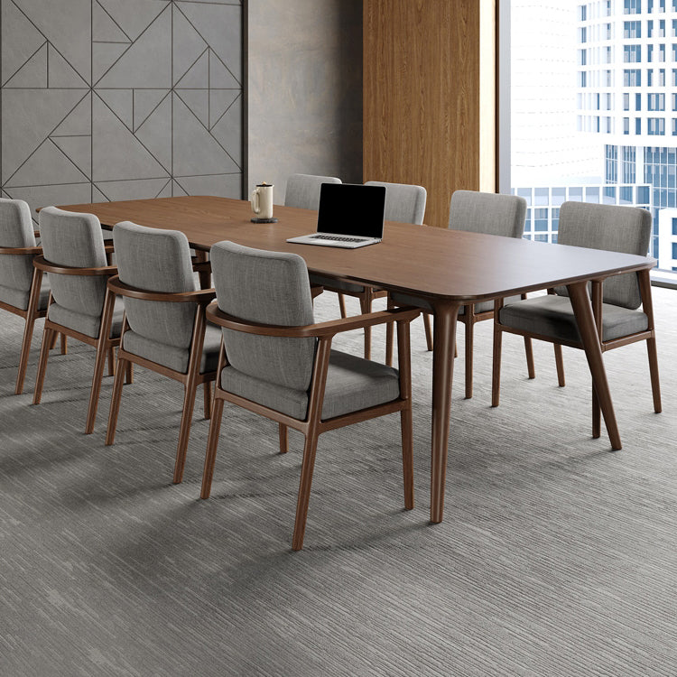 Rectangular Shaped Office Table 4 Legs Conference Table in Brown