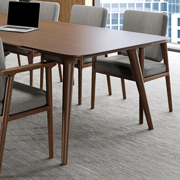 Rectangular Shaped Office Table 4 Legs Conference Table in Brown