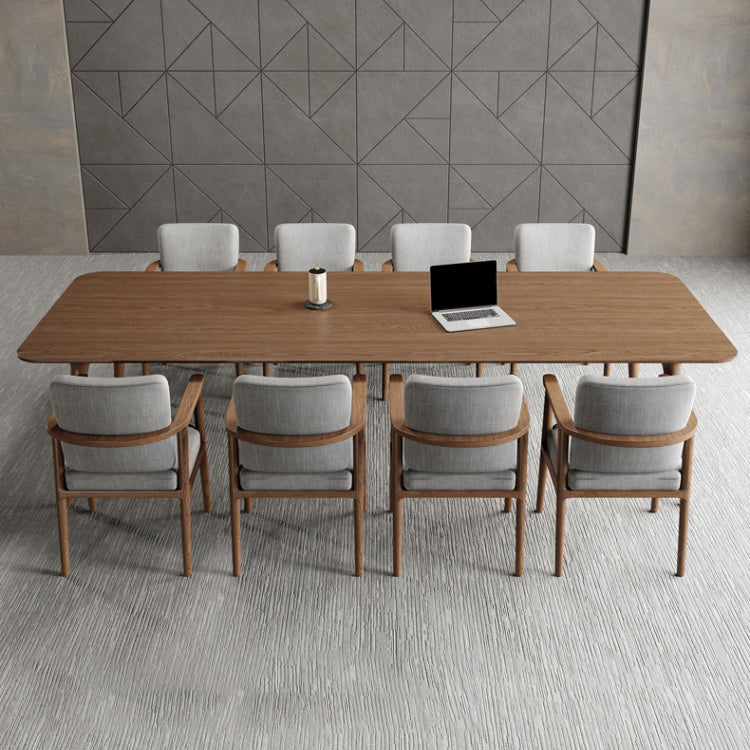 Rectangular Shaped Office Table 4 Legs Conference Table in Brown