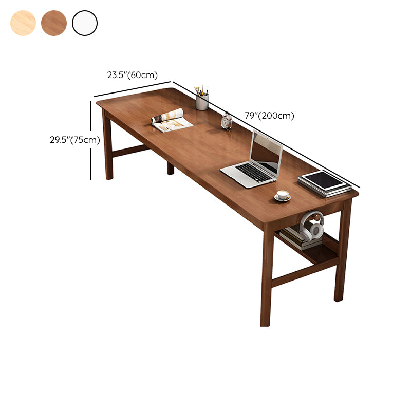 Modern Wooden Office Desk 1 Shelf Rectangle Writing Desk with H-Shape Base for Home