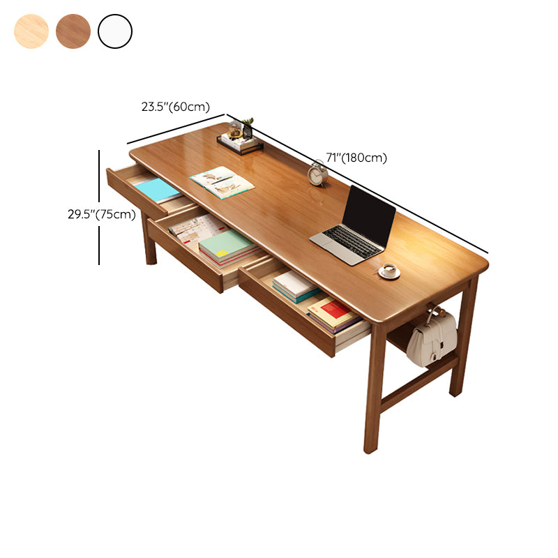 Modern Wooden Office Desk 1 Shelf Rectangle Writing Desk with H-Shape Base for Home