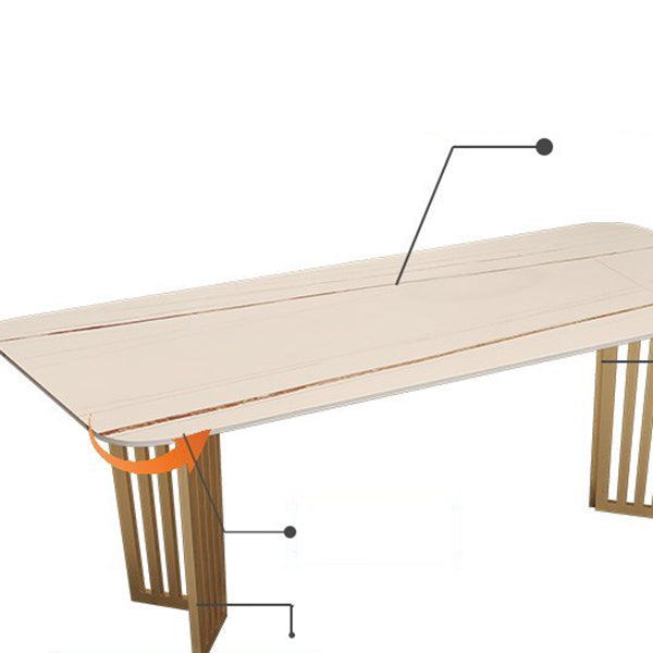 Rectangular Shaped Conference Table 2 Legs Writing Desk in White