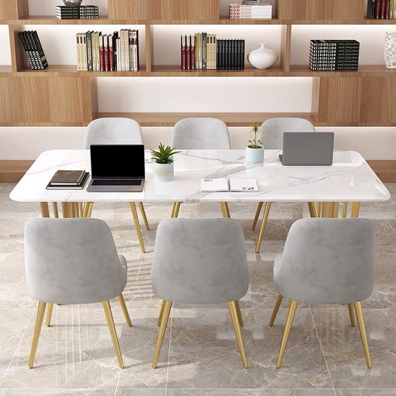 Rectangular Shaped Conference Table 2 Legs Writing Desk in White