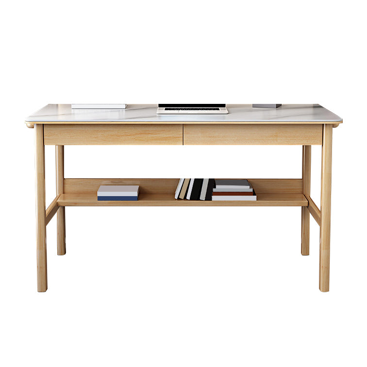 Contemporary Solid Wood Office Desk Antique Finish Computer Desk