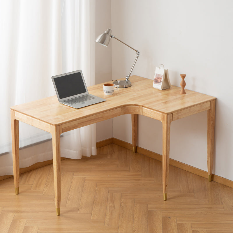 Modern Solid Wood Office Desk L-Shape Single Drawer Writing Desk for Home