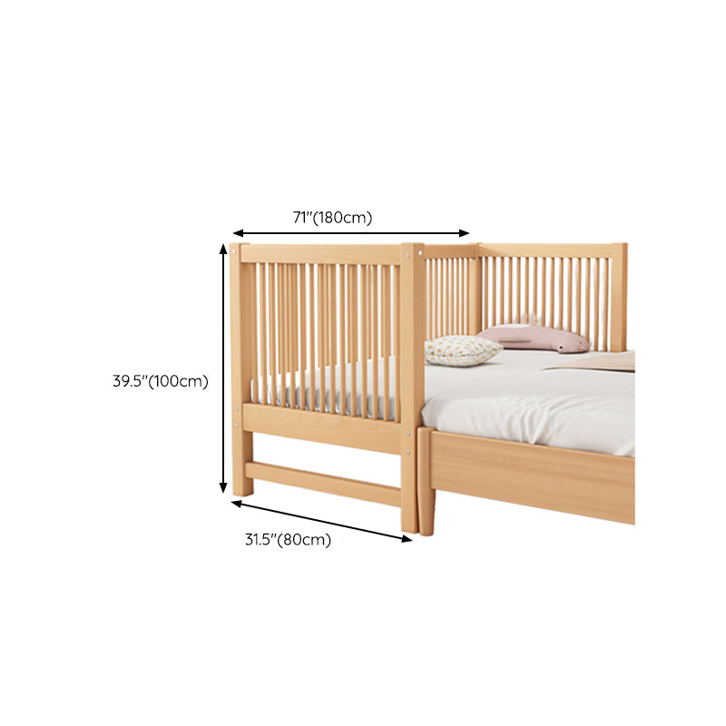 Scandinavian Beech Wood Nursery Bed Natural Nursery Crib with Guardrail