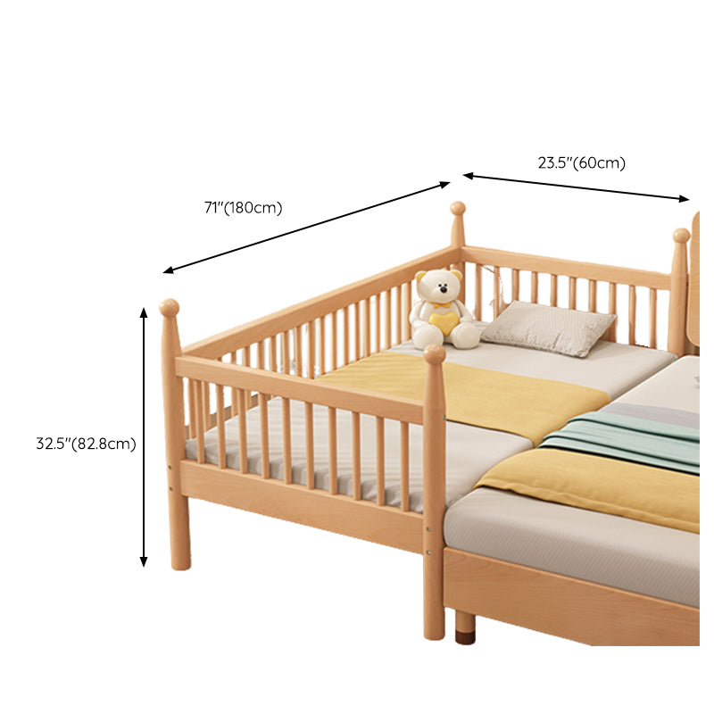 Solid Wood Baby Crib Washed Natural Crib with Guardrail and Mattress