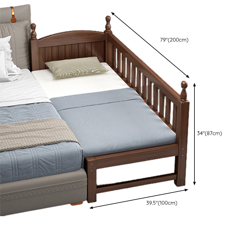 Solid Wood Baby Crib Walnut Color Crib with Guardrail and Mattress