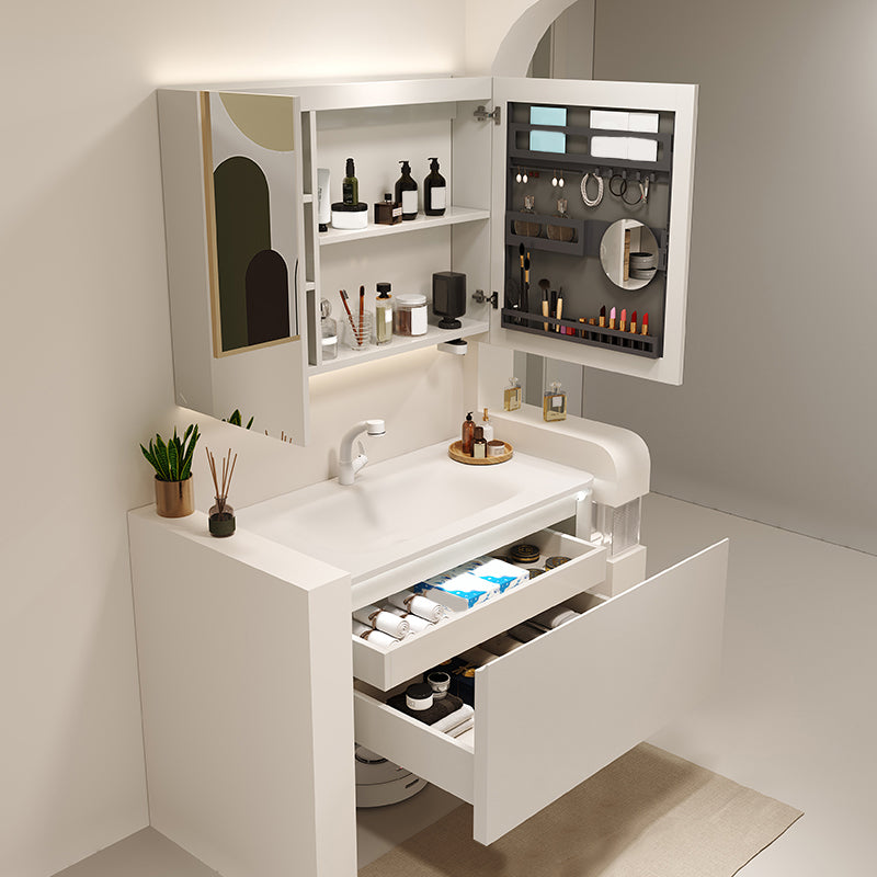 Wall Mount Bathroom Vanity Set Modern Bathroom Sink Vanity with Mirror