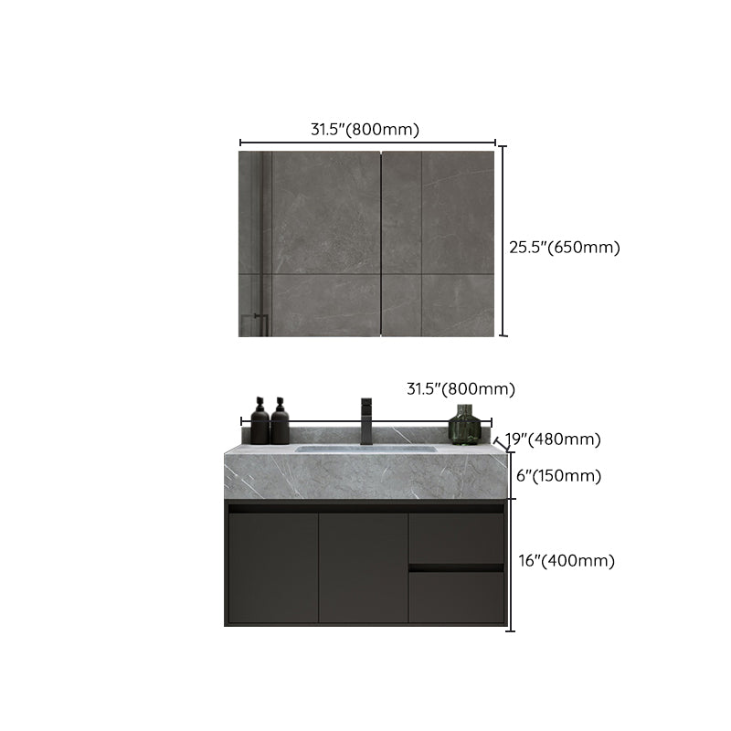 Modern Wall Mount Bathroom Vanity Set Stone Bathroom Vanity with Mirror