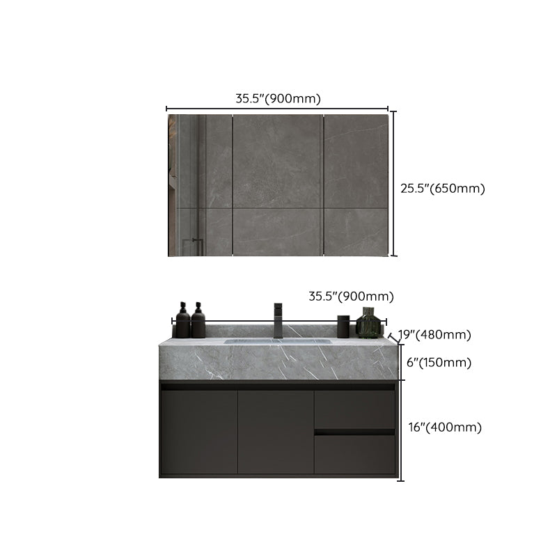 Modern Wall Mount Bathroom Vanity Set Stone Bathroom Vanity with Mirror