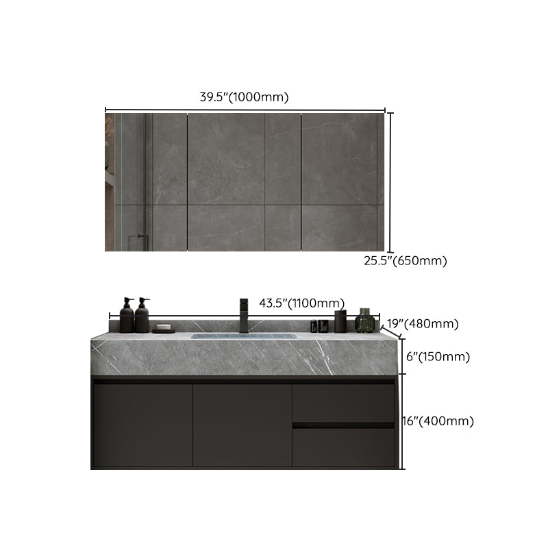 Modern Wall Mount Bathroom Vanity Set Stone Bathroom Vanity with Mirror