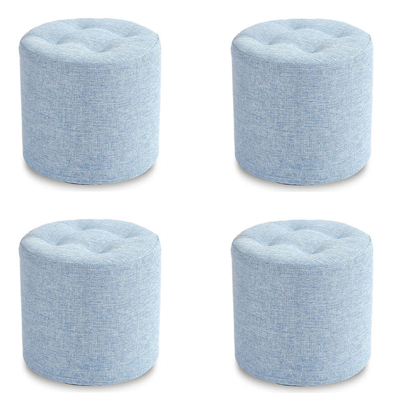 Fabric Cylinder Shape Pouf Pure Color Tufted Contemporary Fade Resistant Pouf