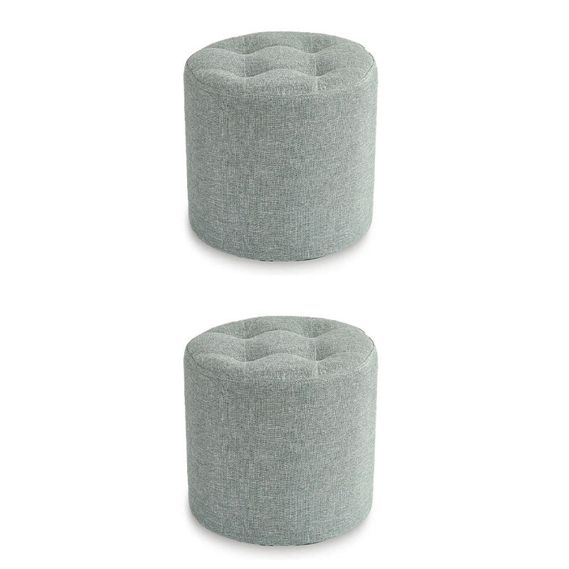 Fabric Cylinder Shape Pouf Pure Color Tufted Contemporary Fade Resistant Pouf