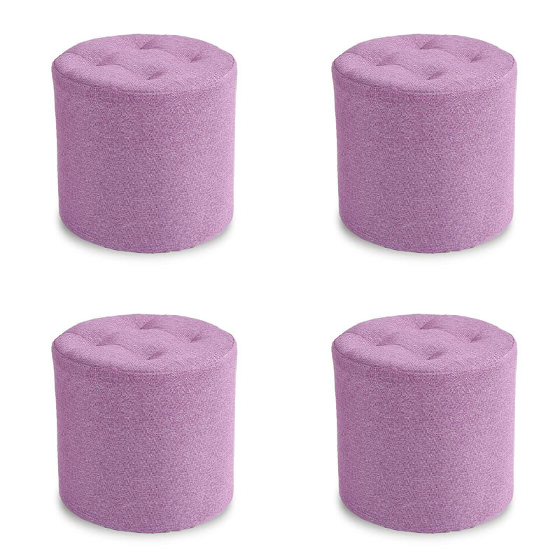 Fabric Cylinder Shape Pouf Pure Color Tufted Contemporary Fade Resistant Pouf