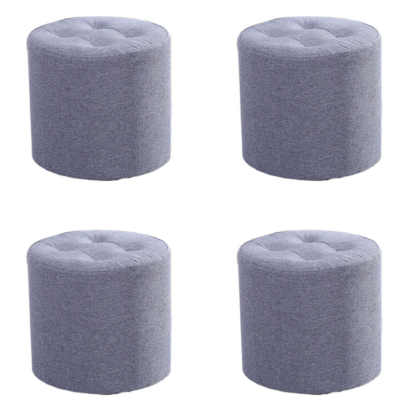 Fabric Cylinder Shape Pouf Pure Color Tufted Contemporary Fade Resistant Pouf