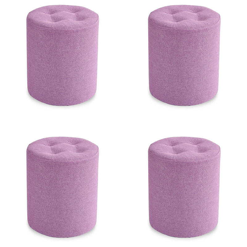 Fabric Cylinder Shape Pouf Pure Color Tufted Contemporary Fade Resistant Pouf