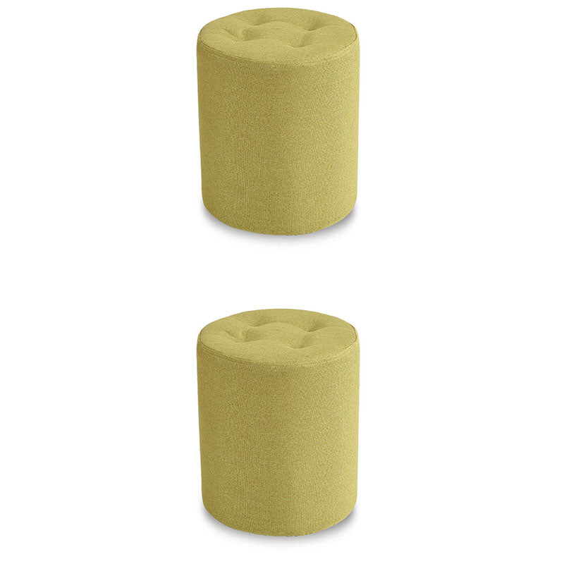 Fabric Cylinder Shape Pouf Pure Color Tufted Contemporary Fade Resistant Pouf