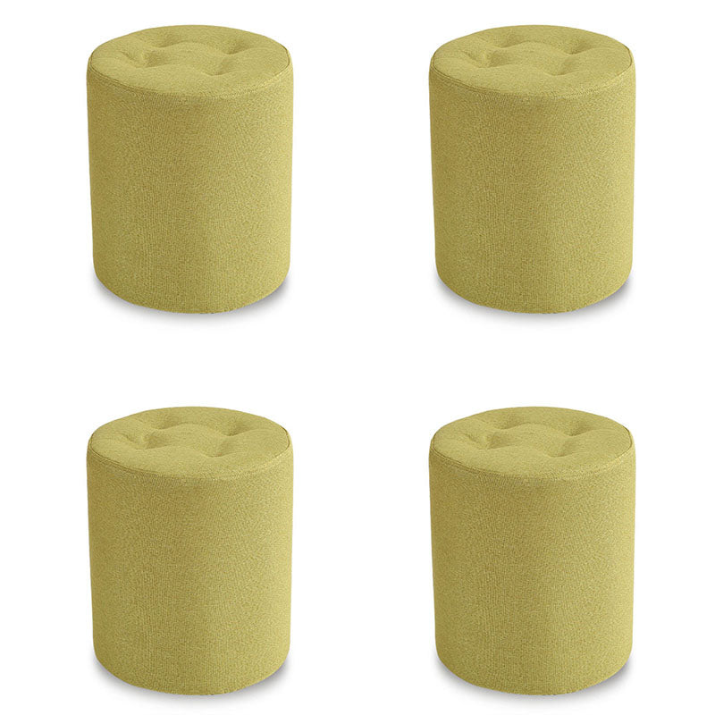 Fabric Cylinder Shape Pouf Pure Color Tufted Contemporary Fade Resistant Pouf