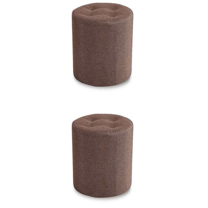 Fabric Cylinder Shape Pouf Pure Color Tufted Contemporary Fade Resistant Pouf