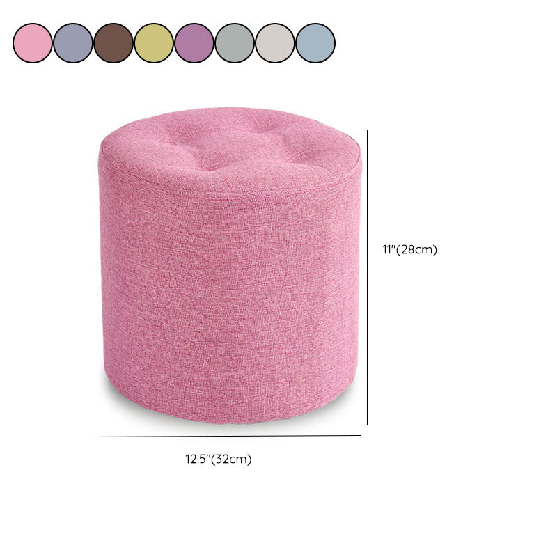 Fabric Cylinder Shape Pouf Pure Color Tufted Contemporary Fade Resistant Pouf