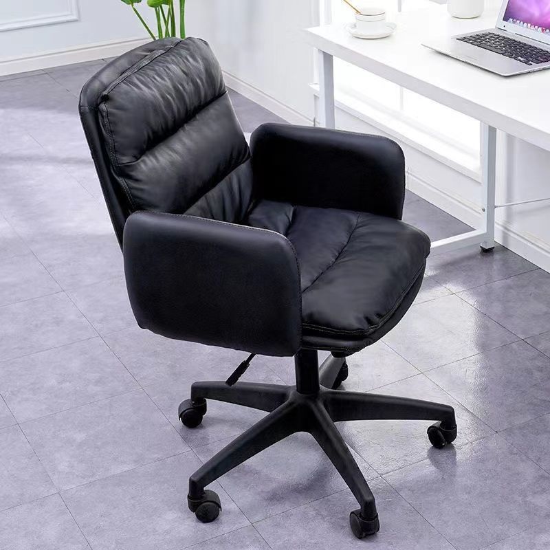 Modern Office Chair Armless Leather Adjustable Seat Height Swivel Chair with Wheels