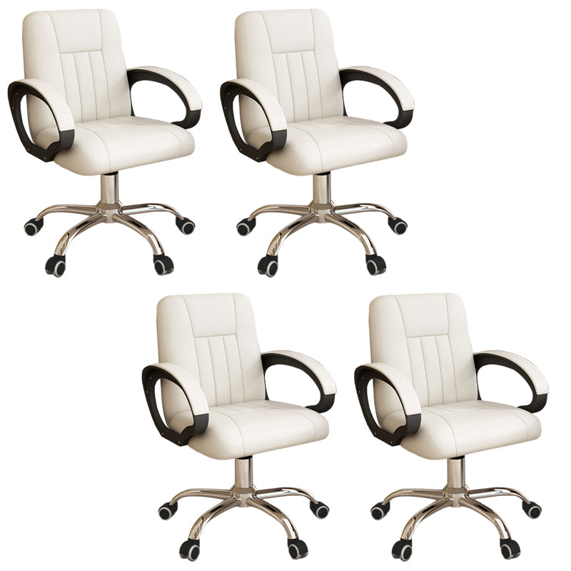 Modern Office Chair Armless Leather Adjustable Seat Height Swivel Chair with Wheels