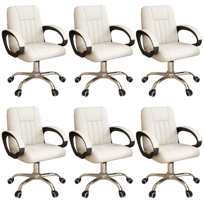 Modern Office Chair Armless Leather Adjustable Seat Height Swivel Chair with Wheels