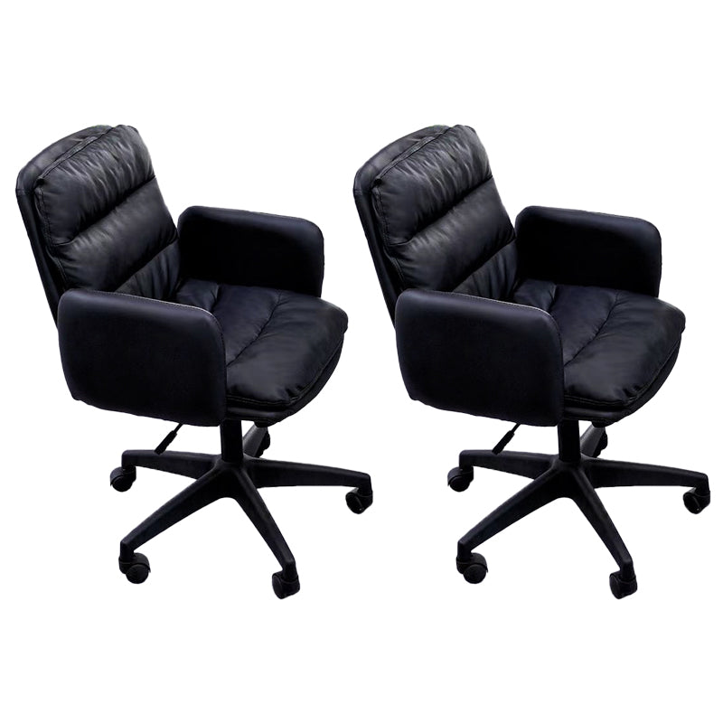 Modern Office Chair Armless Leather Adjustable Seat Height Swivel Chair with Wheels